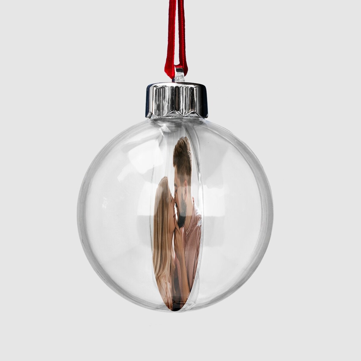 Glob transparent personalizat față-verso cu o fotografie și cod QR