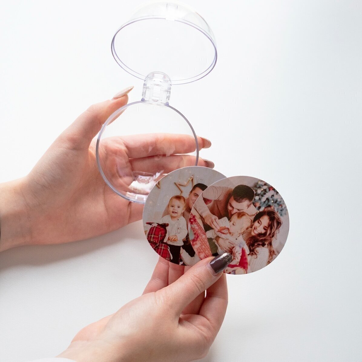 Glob transparent personalizat față-verso cu o poză și text - Toată iubirea