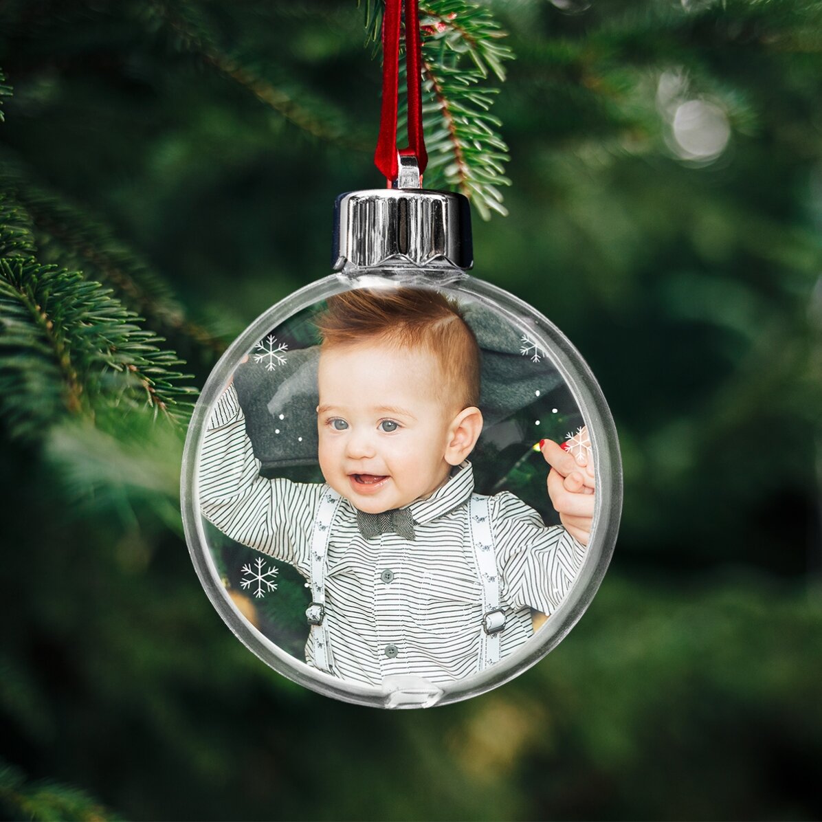 Glob transparent personalizat față-verso cu text și poză - Crăciun cu TraLaLa