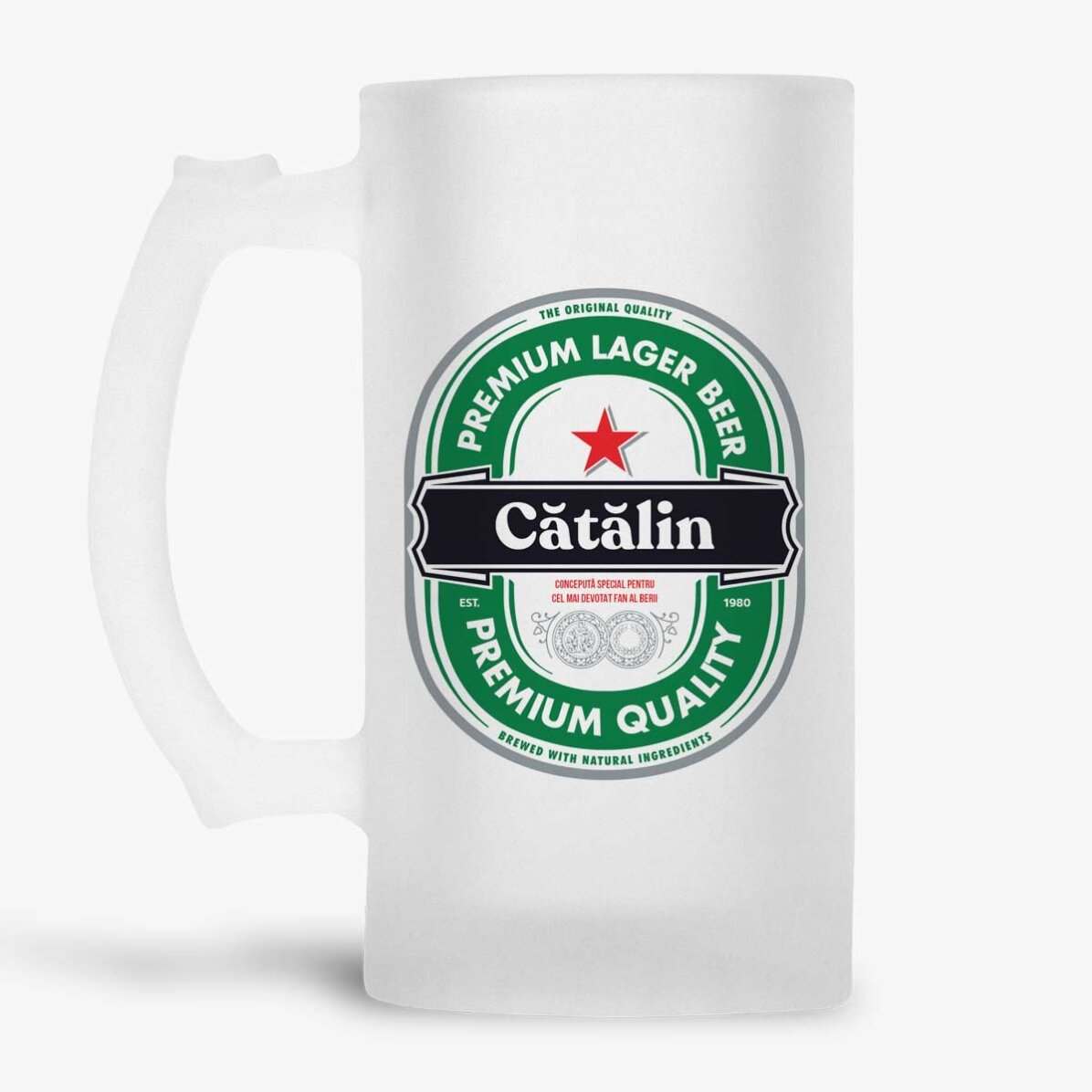 Halbă de bere personalizată cu mesaj - Cel mai devotat fan al berii