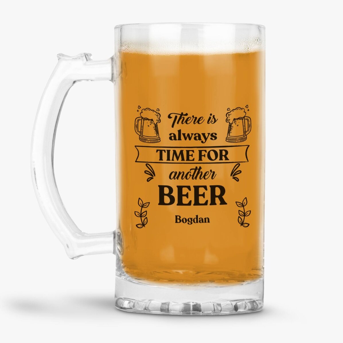 Halbă de bere personalizată cu mesaj - Time for Beer