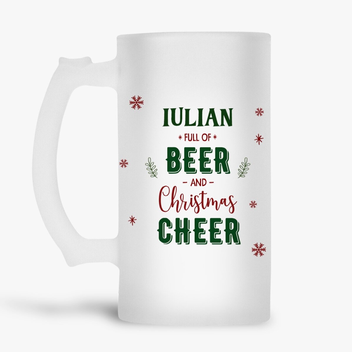 Halbă de bere personalizată cu nume - Christmas cheer