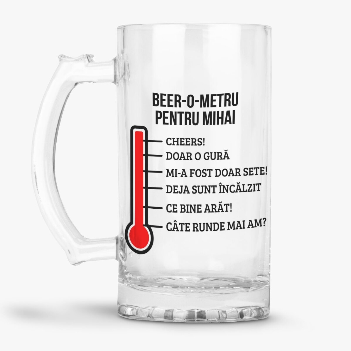 Halbă de bere personalizată cu text - Beer-o-meter