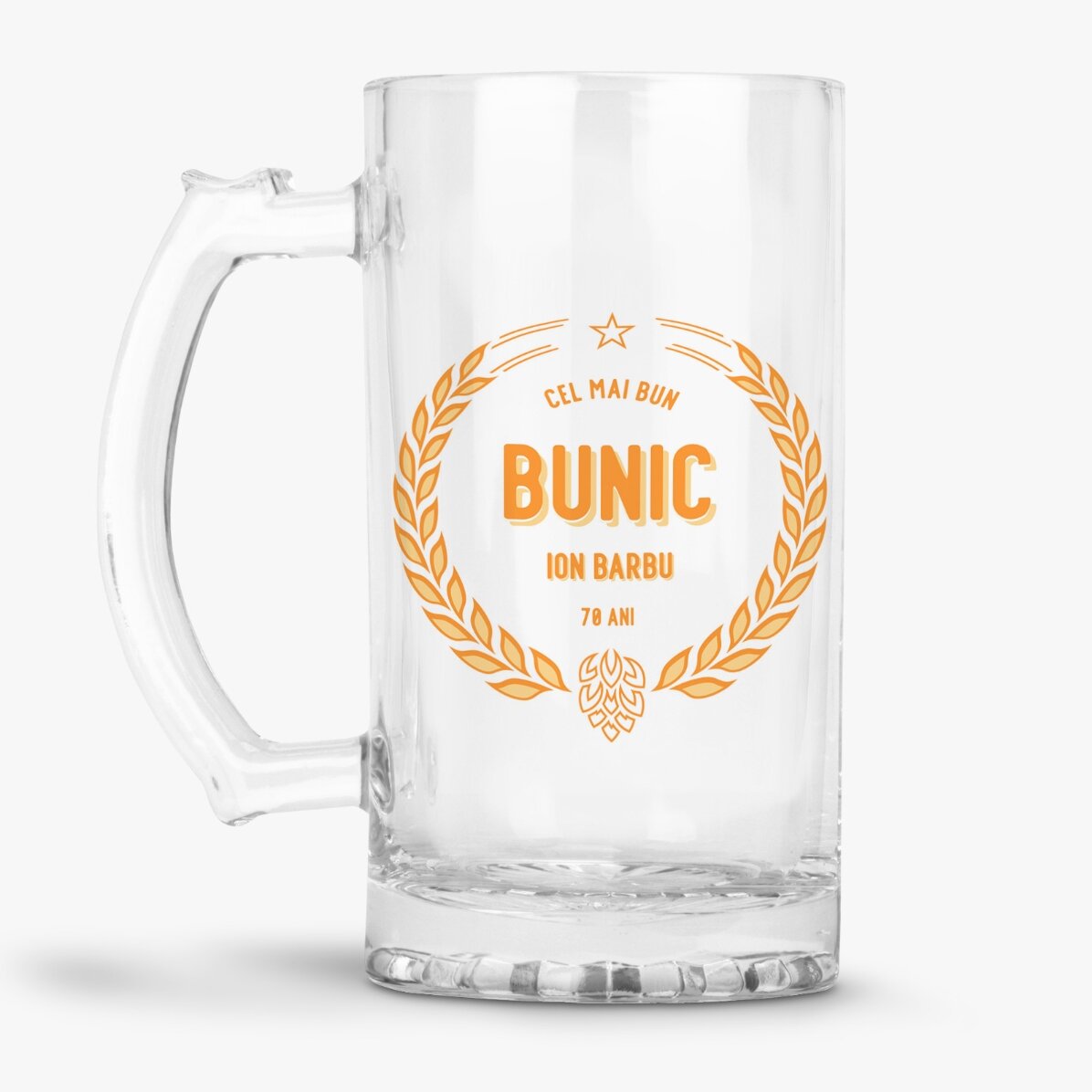 Halbă de bere personalizată cu text - Cel mai bun bunic