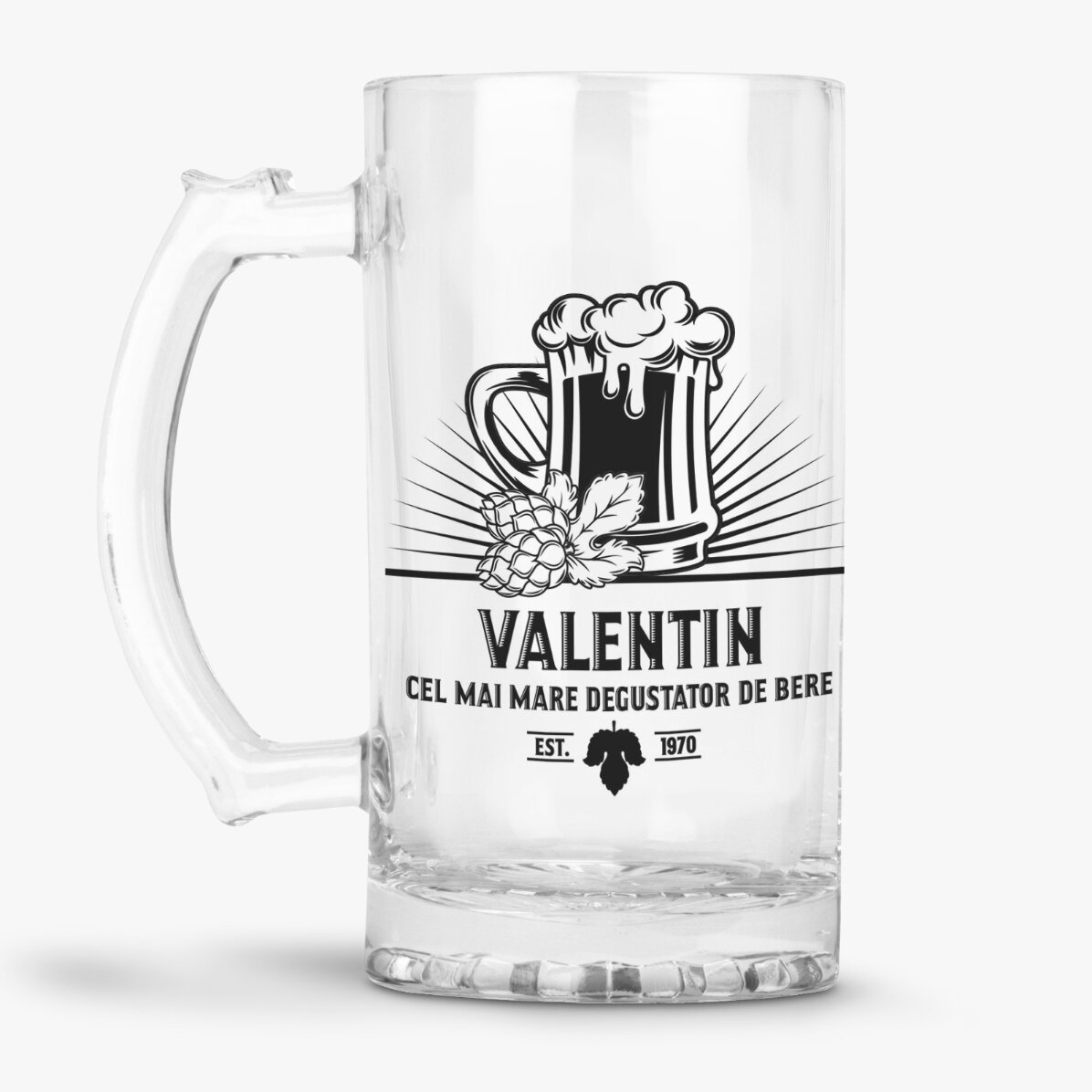 Halbă de bere personalizată cu text - Degustător de bere