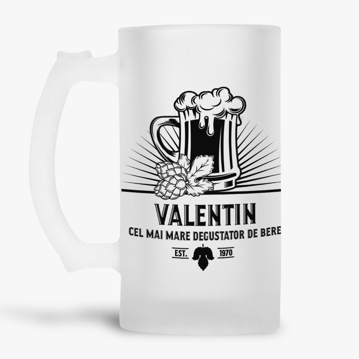 Halbă de bere personalizată cu text - Degustător de bere