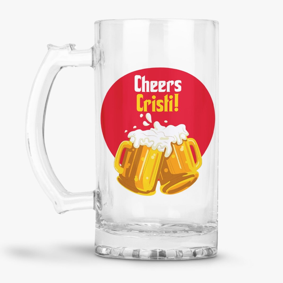 Halbă de bere personalizată cu text - Cheers!