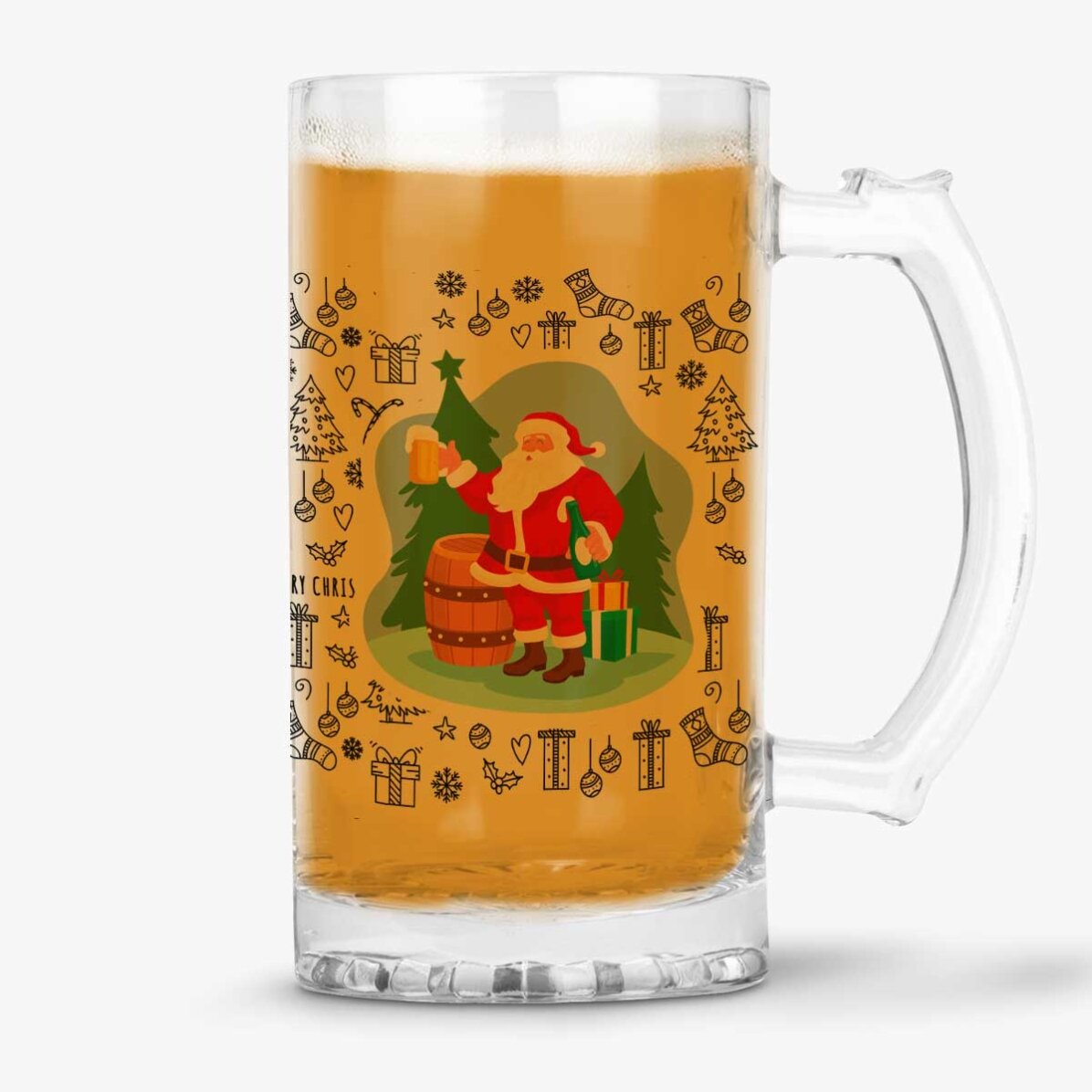 Halbă de bere personalizată cu text de Crăciun - Ho Ho Hold My Beer