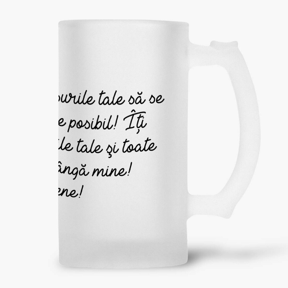 Halbă de bere personalizată cu text - La mulți ani!