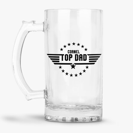 Halbă de bere personalizată cu text - Top Dad