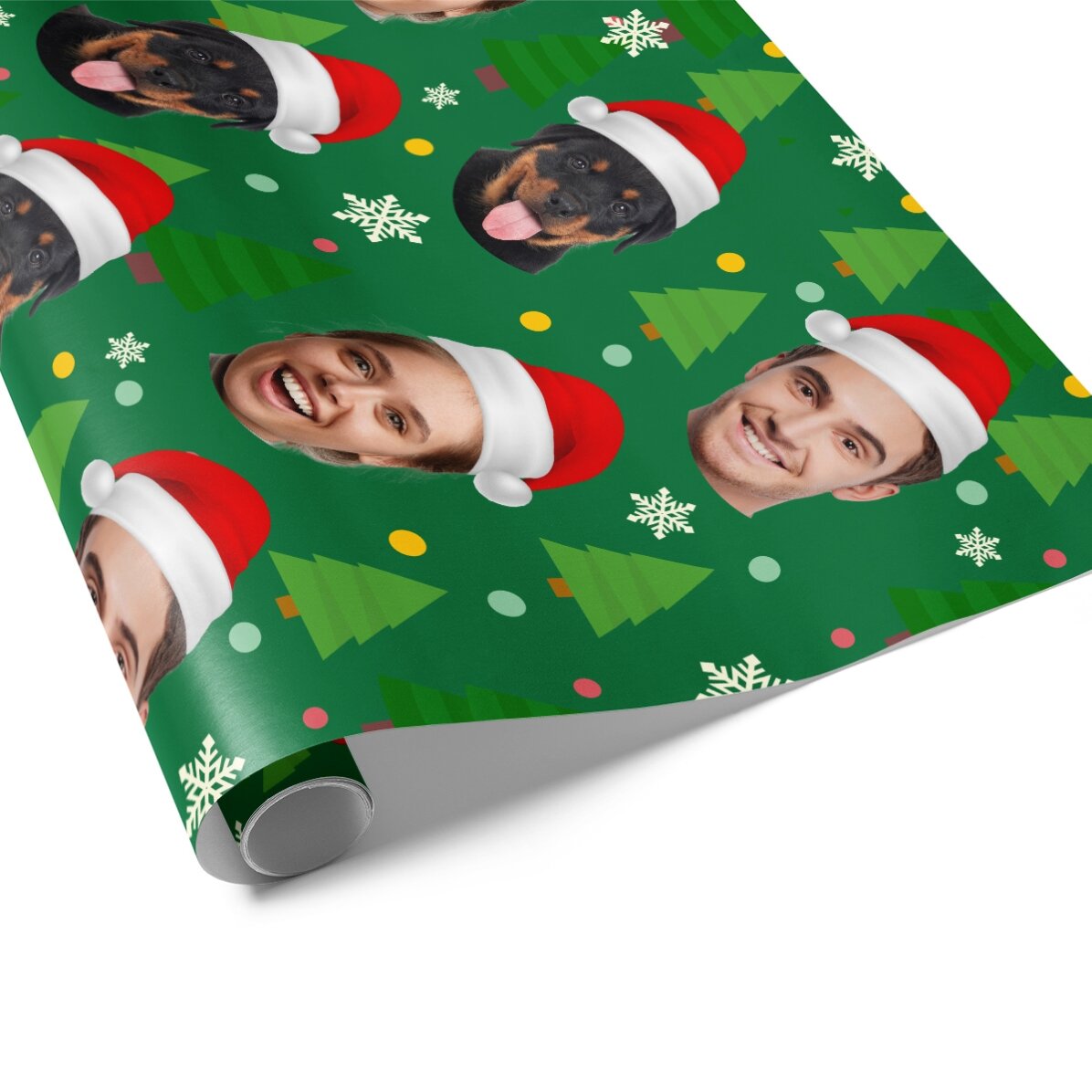 Hârtie de împachetat cadouri personalizată cu 3 poze - Funny Christmas