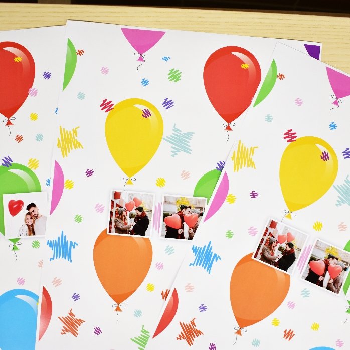 Hârtie de împachetat cadouri personalizată cu 3 poze
