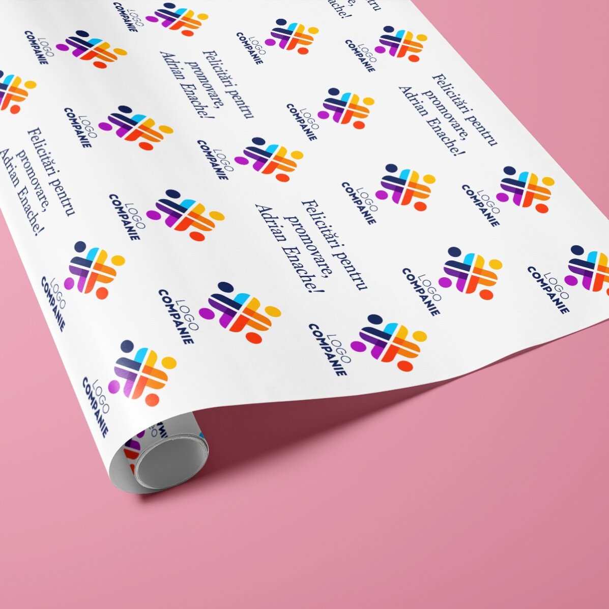 Hârtie de împachetat cadouri personalizată cu logo și mesaj