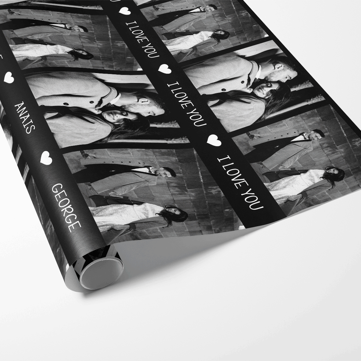 Hârtie de împachetat cadouri personalizată cu o poză și text - Love