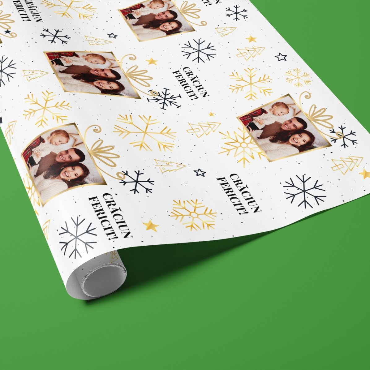 Hârtie de împachetat cadouri personalizată cu poză și mesaj - Cadoul de Crăciun