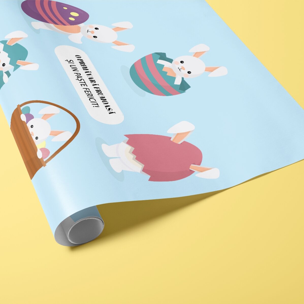 Hârtie de împachetat cadouri personalizată cu și text - Iepurași