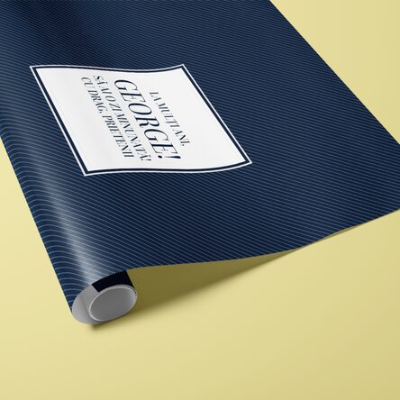 Hârtie de împachetat cadouri personalizată cu text - Dark Blue