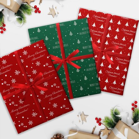 Hârtie de împachetat cadouri personalizată cu text  de Crăciun