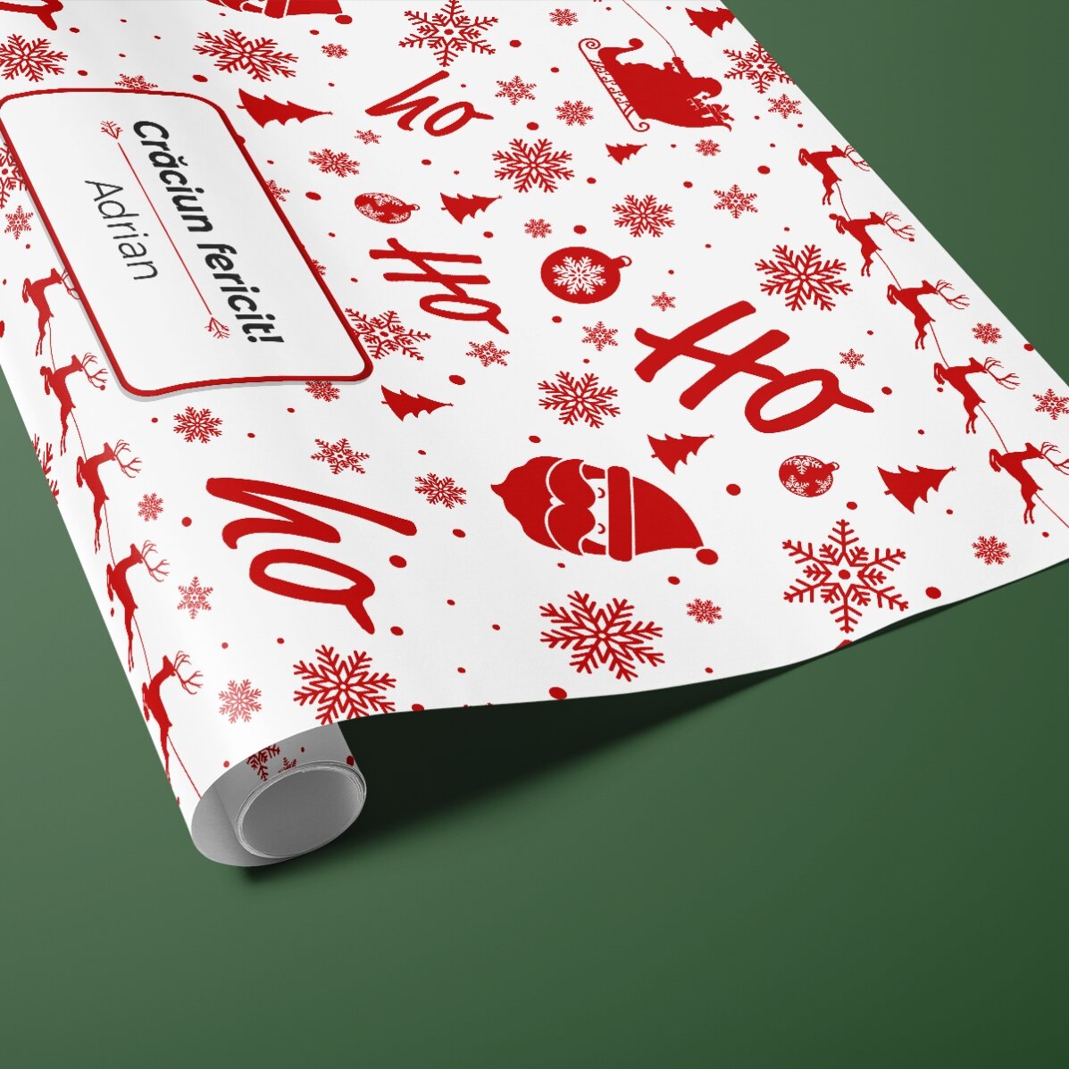 Hârtie de împachetat cadouri personalizată cu text în chenar - Christmas spirit