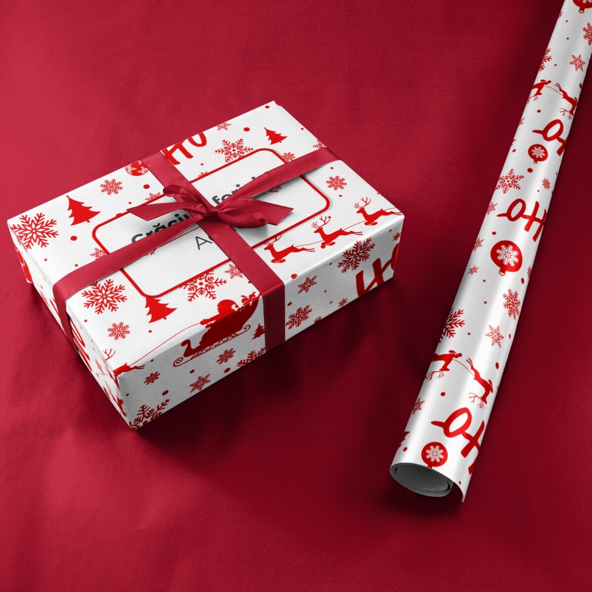 Hârtie de împachetat cadouri personalizată cu text în chenar - Christmas spirit