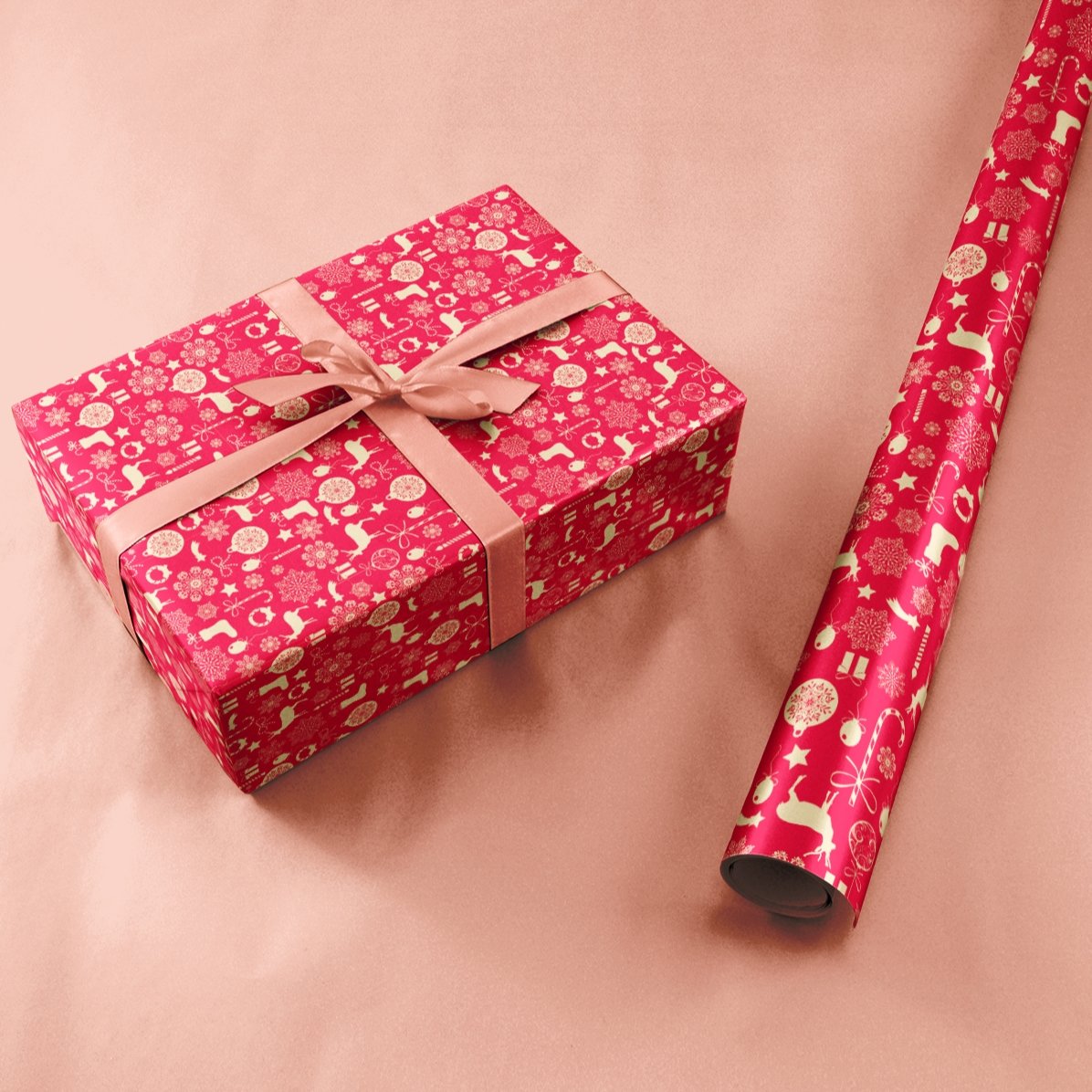 Hârtie de împachetat cadouri personalizată cu text în chenar - Reni