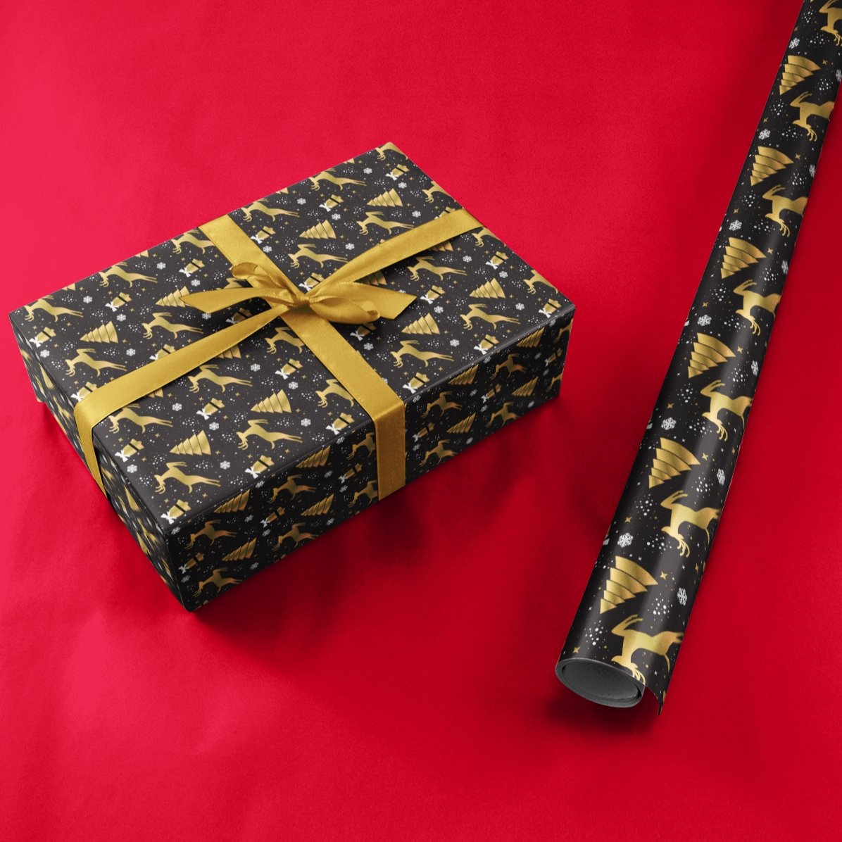 Hârtie de împachetat cadouri personalizată cu text în chenar - model Crăciun