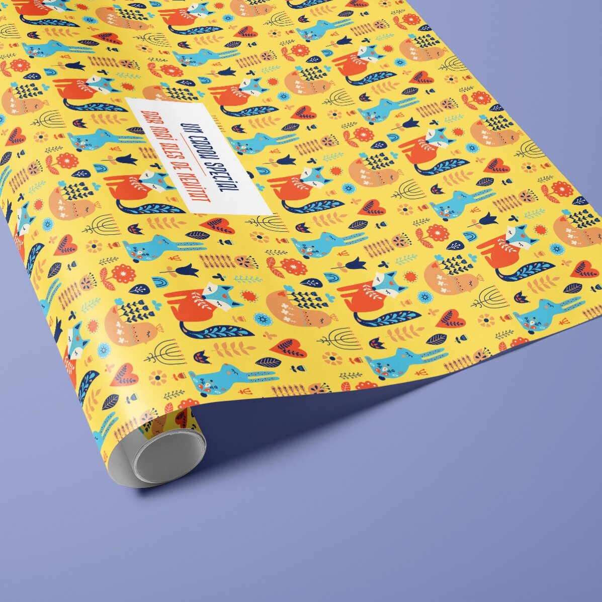 Hârtie de împachetat cadouri personalizată cu text în chenar - Vulpițe