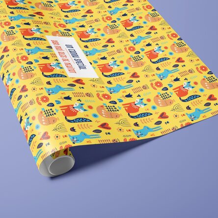 Hârtie de împachetat cadouri personalizată cu text în chenar - Vulpițe