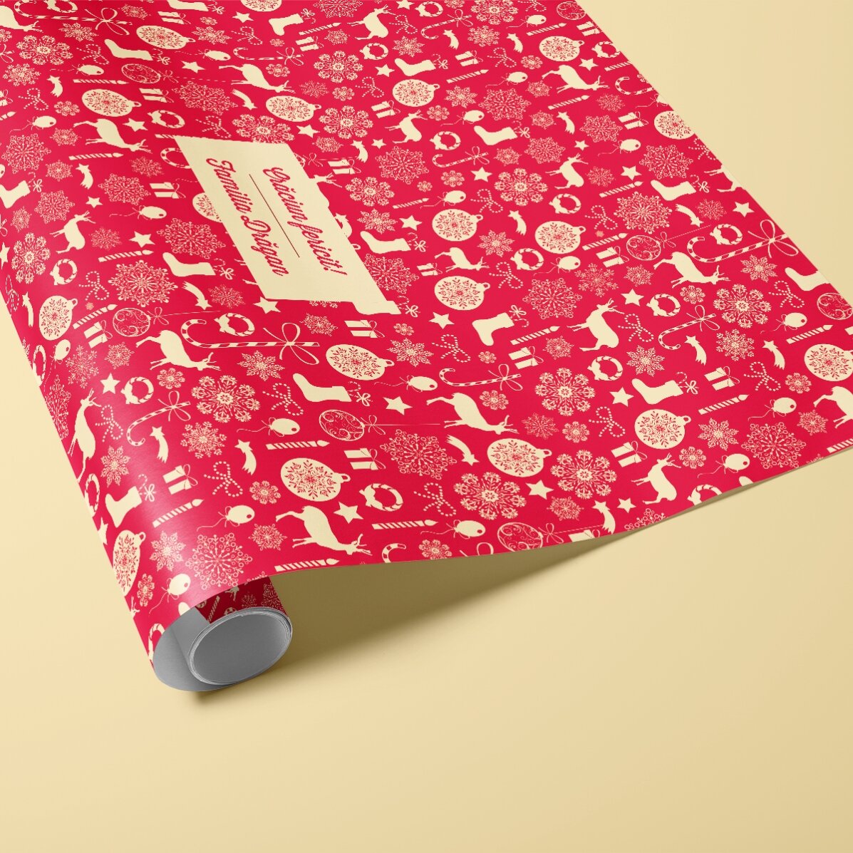 Hârtie de împachetat cadouri personalizată cu text în chenar - Reni