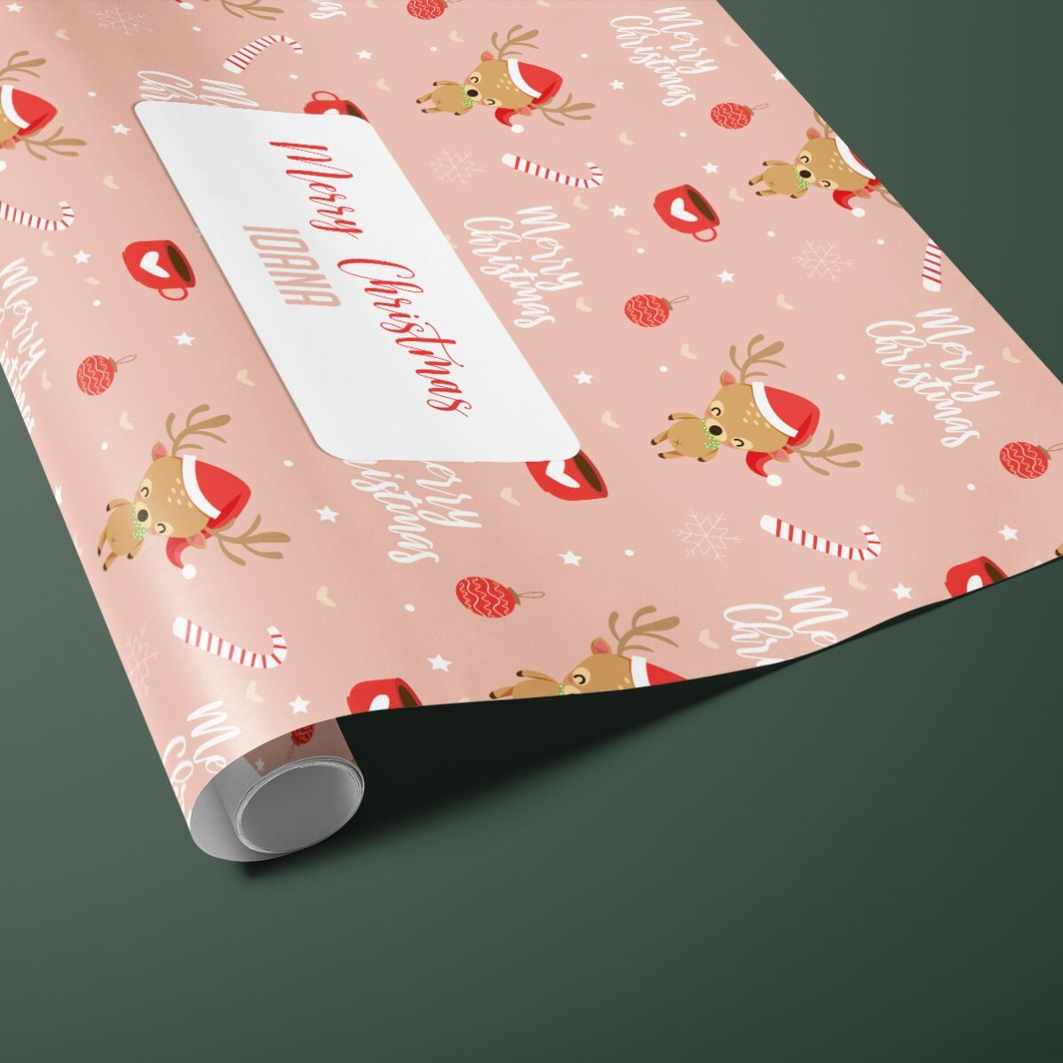 Hârtie de împachetat cadouri personalizată cu text în chenar - Sweet Christmas