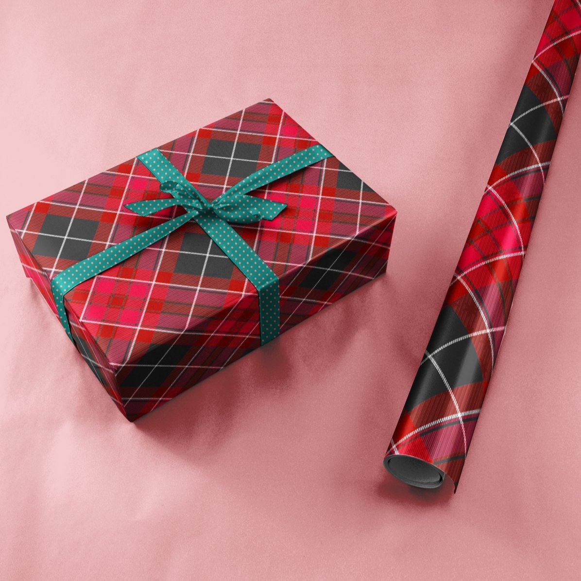 Hârtie de împachetat cadouri personalizată cu text în chenar - Tartan