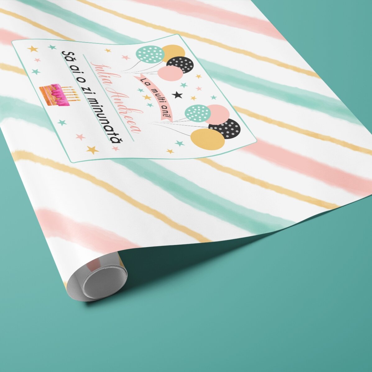 Hârtie de împachetat cadouri personalizată cu text - Kids