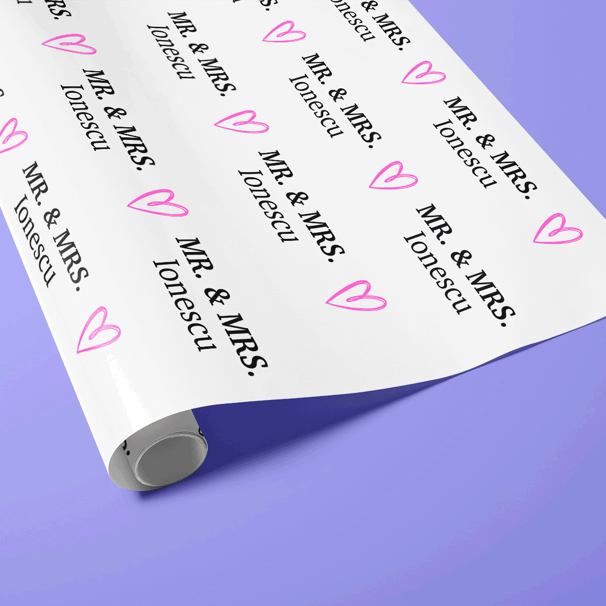 Hârtie de împachetat cadouri personalizată cu text - Mr. & Mrs.