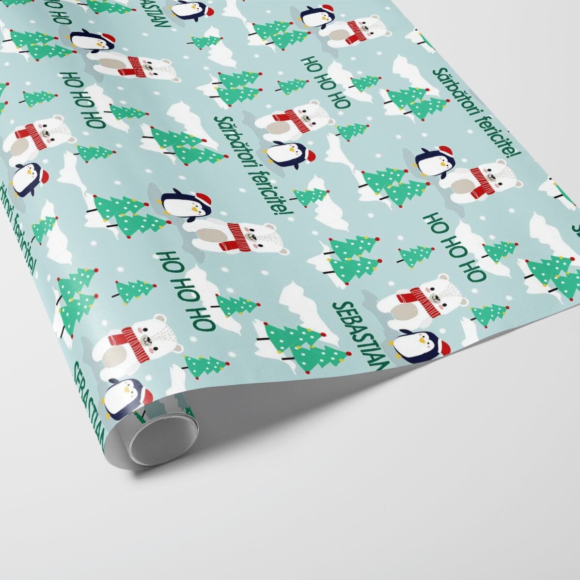 Hârtie de împachetat cadouri personalizată cu text pentru copii - Crăciun