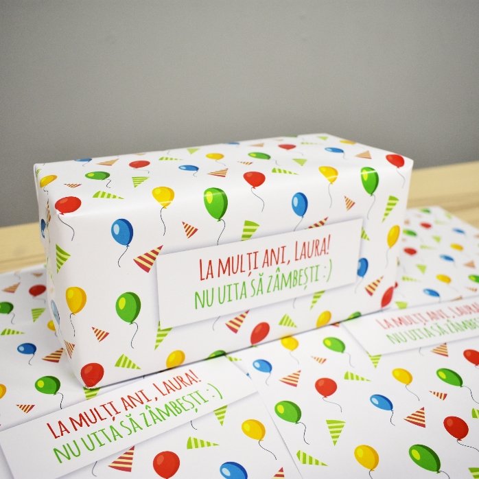 Hârtie de împachetat cadouri personalizată - model aniversar