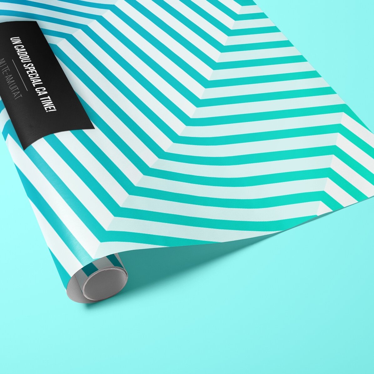 Hârtie de împachetat cadouri personalizată - model blue gradient cu text în chenar negru