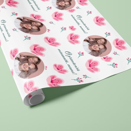 Hârtie de împachetat cadouri personalizată cu poză și mesaj - Primăvară