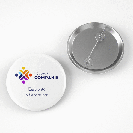 Insignă personalizată cu logo orizontal și text