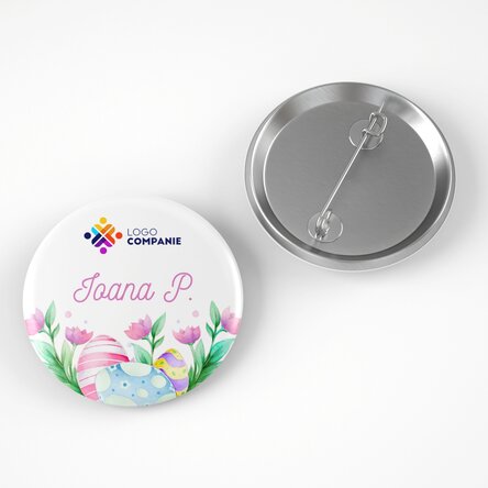 Insignă personalizată cu logo și nume - Paște Fericit!