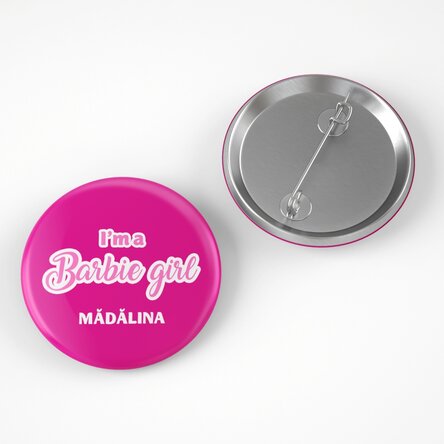 Insignă personalizată cu mesaj - Barbie girl