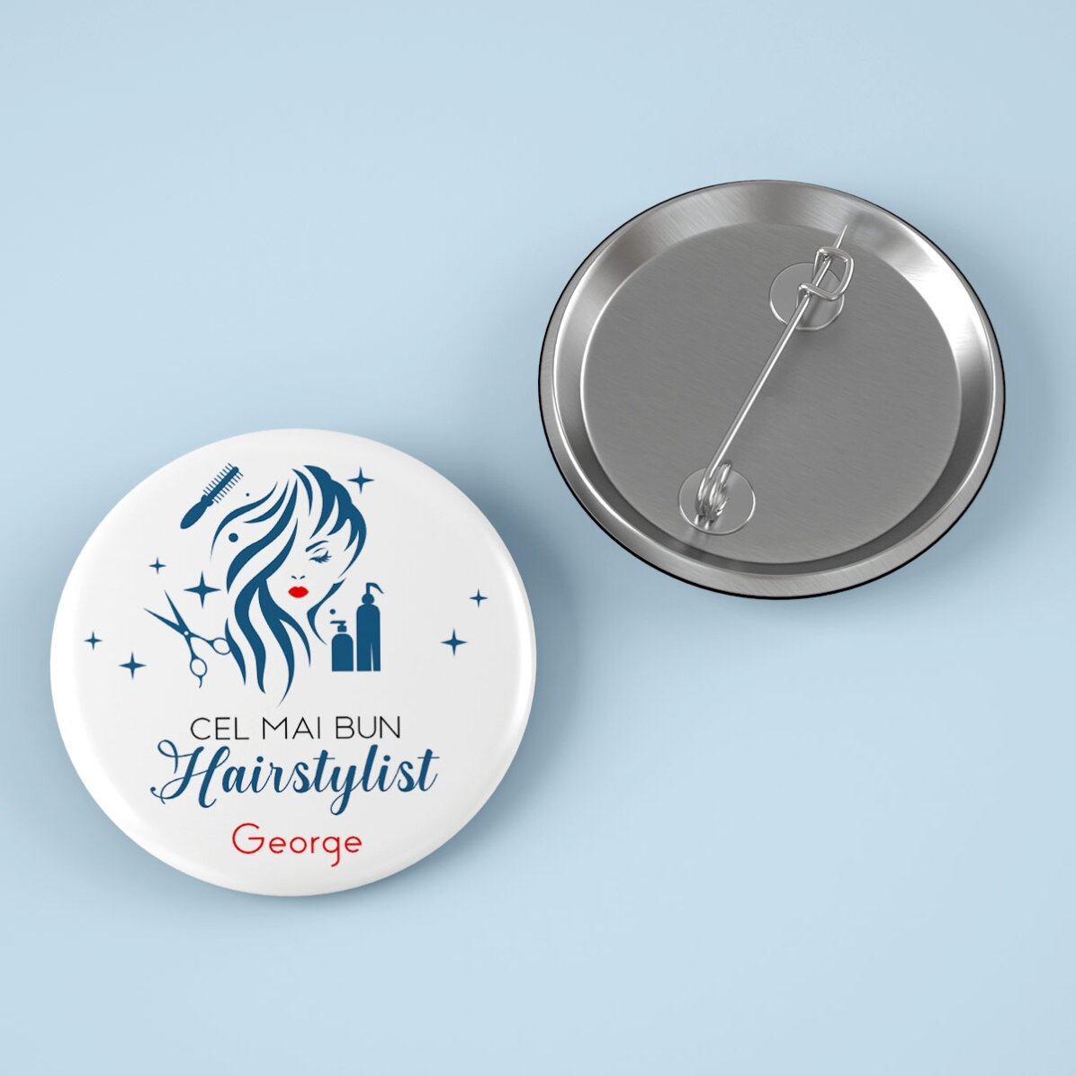 Insignă personalizată cu mesaj - Cel mai bun Hairstylist