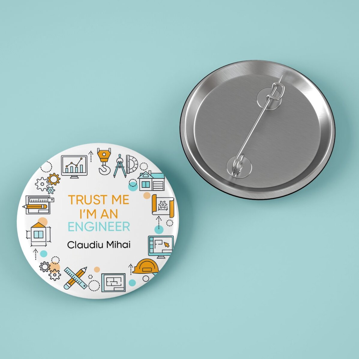 Insignă personalizată cu mesaj - Inginer