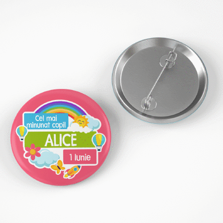 Insignă personalizată cu mesaj pentru copii - 1 iunie