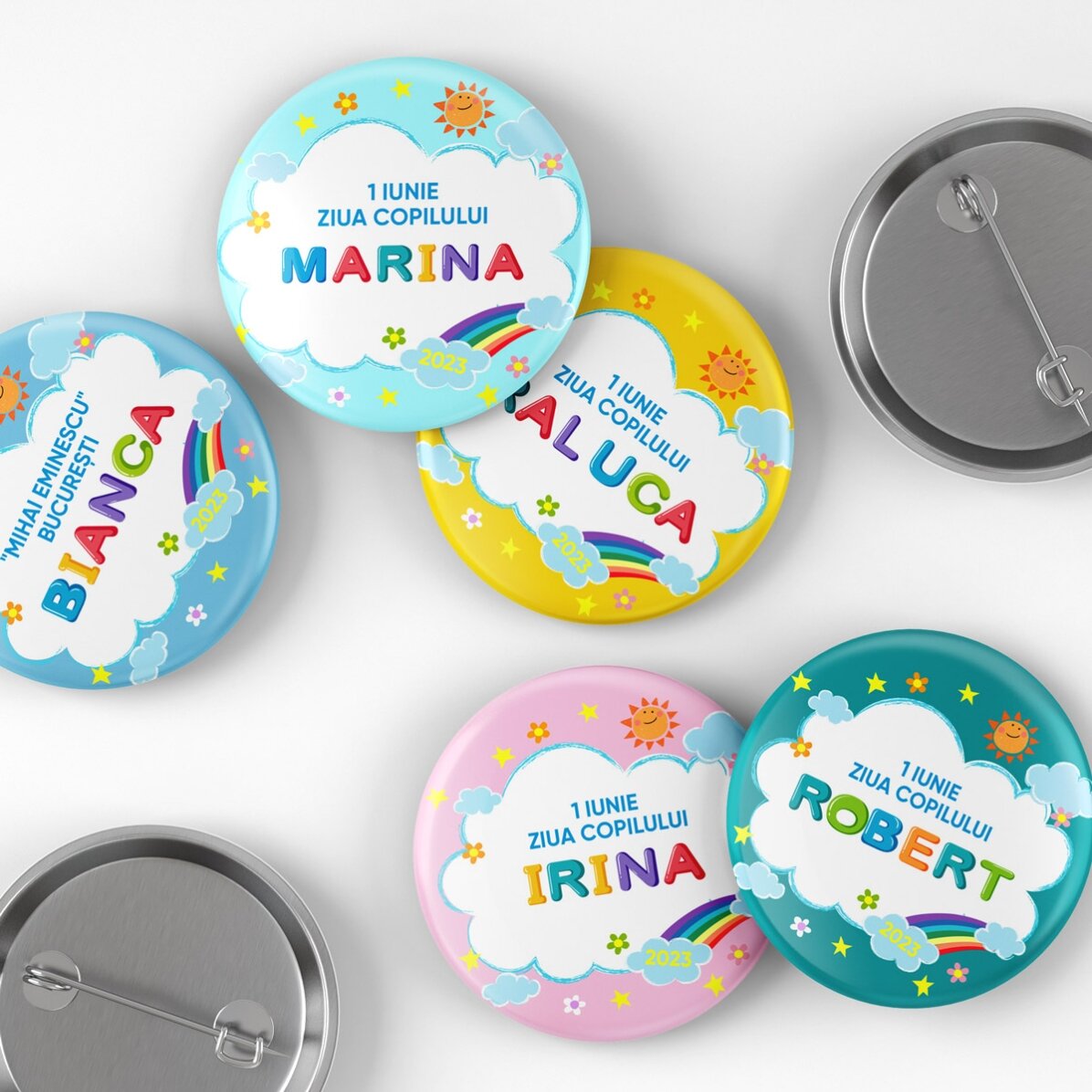 Insignă personalizată cu mesaj pentru ziua copilului