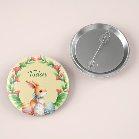 Insignă personalizată cu nume de Paște - Bunny