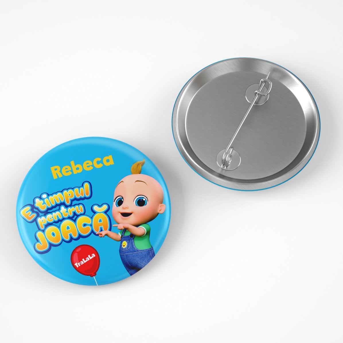 Insignă personalizată cu nume - E timpul pentru joacă cu Johny, TraLaLa