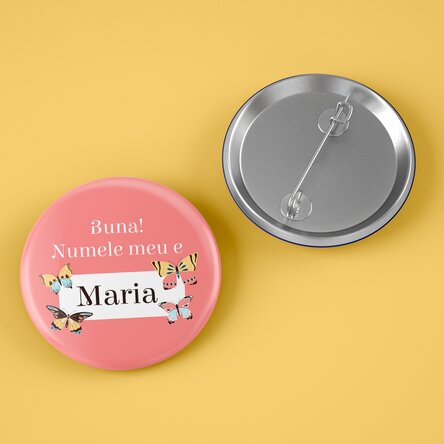 Insignă personalizată cu nume - Fluturi