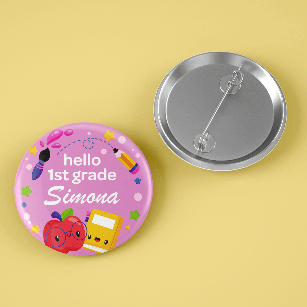 Insignă personalizată cu nume și text  - Back to school