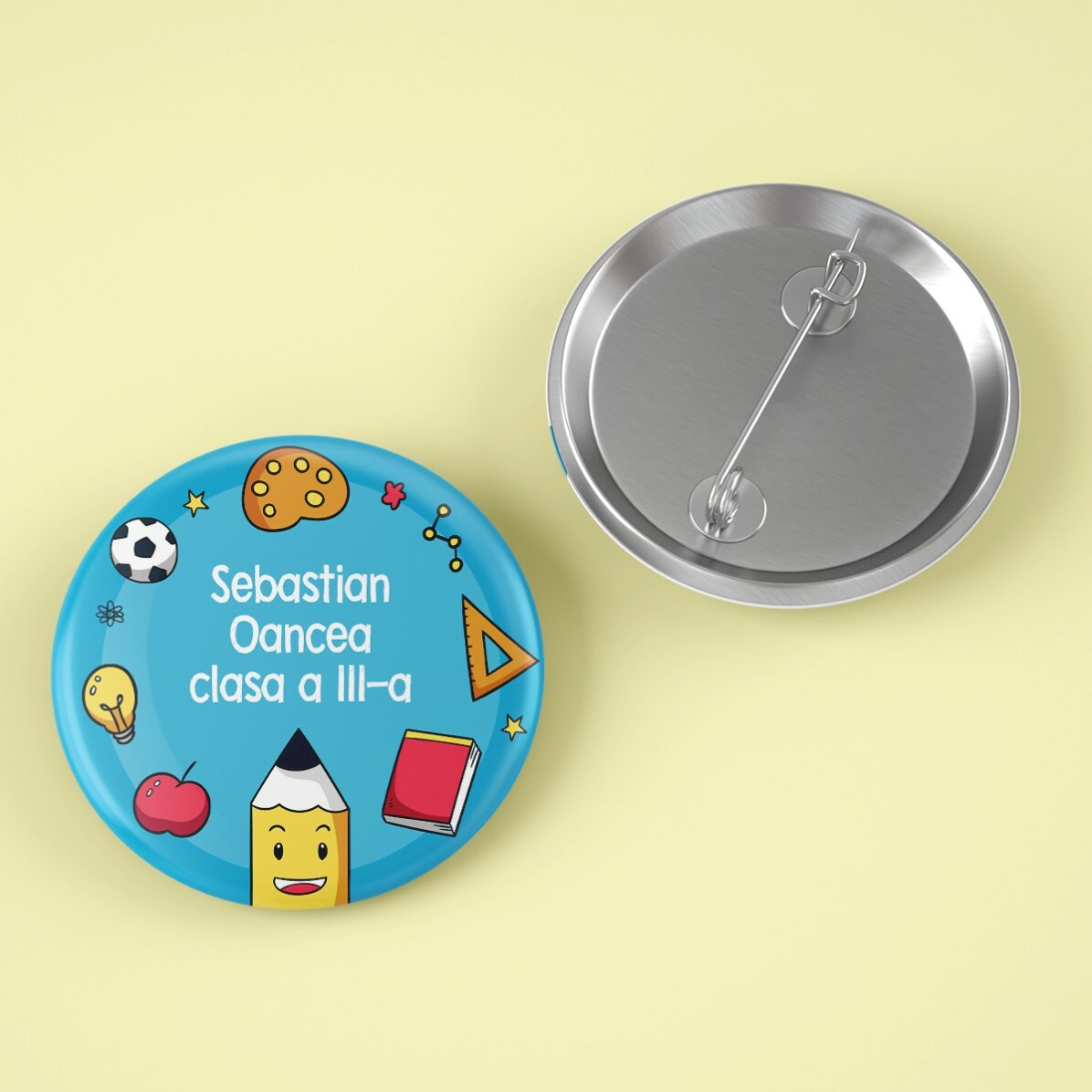 Insignă personalizată cu nume și text - Creion