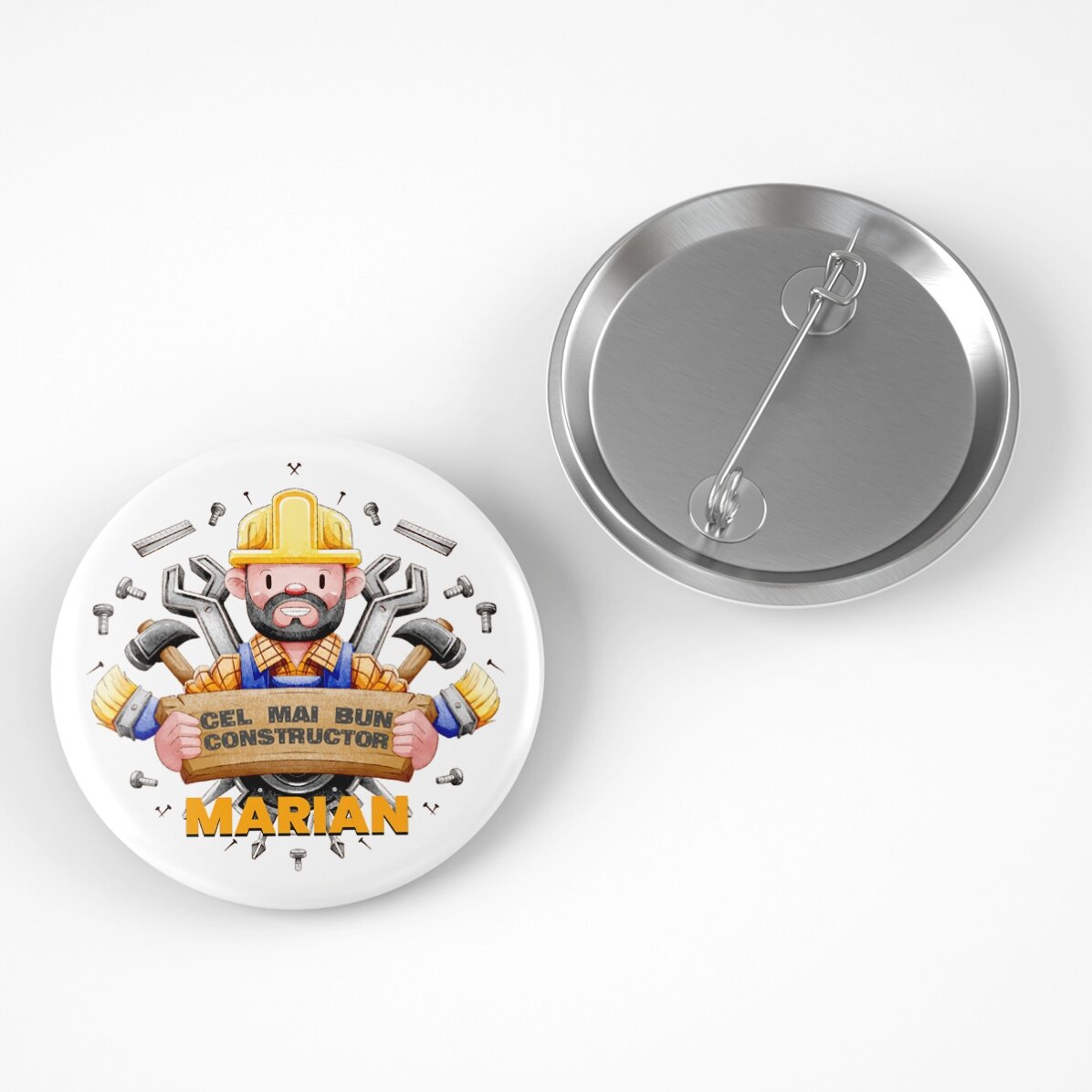 Insignă personalizată cu text - Cel mai bun constructor